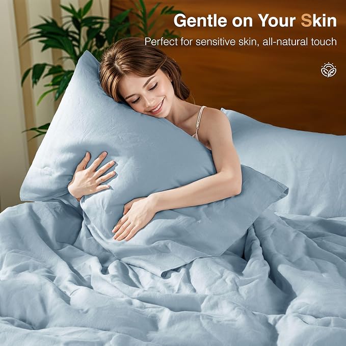 SONORO KATE 100% French Linen Duvet Cover King Size, Soft Breathable - Image 6