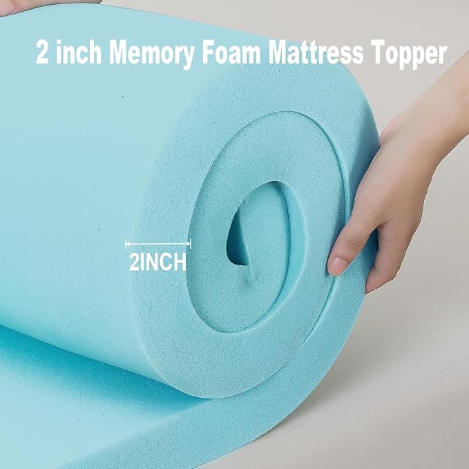 Memory Foam Mattress Topper 2inch+2inch Queen Size, Pressure-Relieving Bed - Image 5