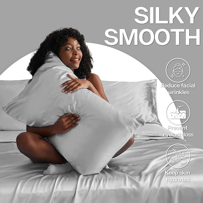 MR&HM Satin Pillowcase for Hair and Skin, Silk Satin Pillowcase 2 Pack - Image 4