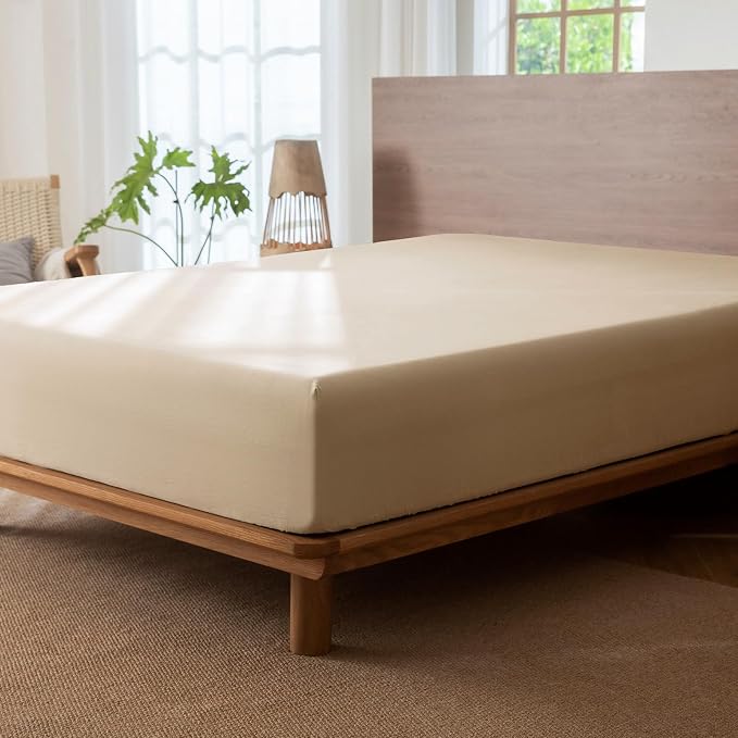 MooMee Fitted Bottom Sheet Only 100% Washed Cotton Linen Like Textured - Image 4