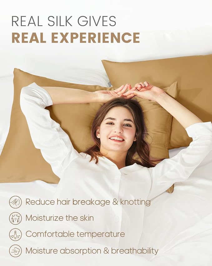 THXSILK Set of 2 100% Mulberry Silk Pillowcase - Image 3