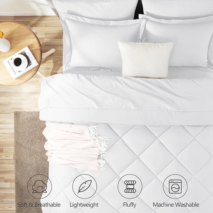 CozyLux King Size Comforter Set White - Image 2
