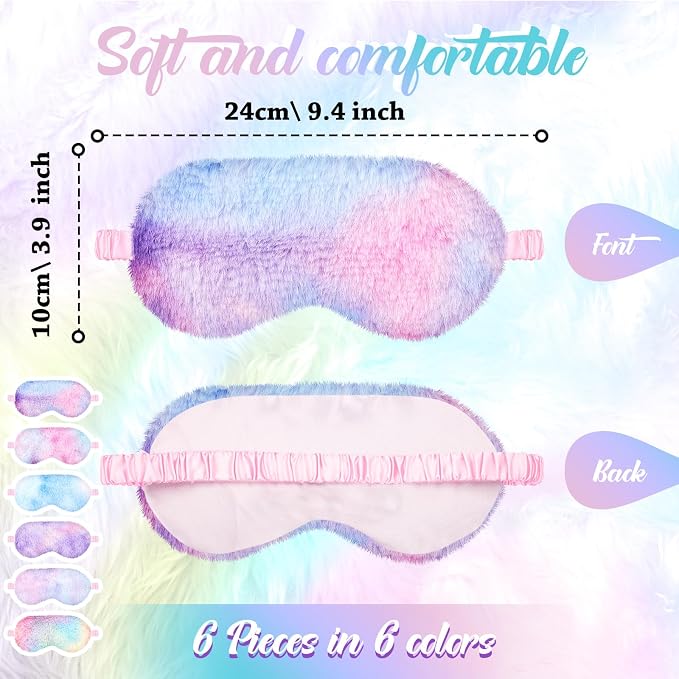 Cuffbow 6 Pack Plush Sleep Mask Set, Cute Plush Eye Masks - Image 2