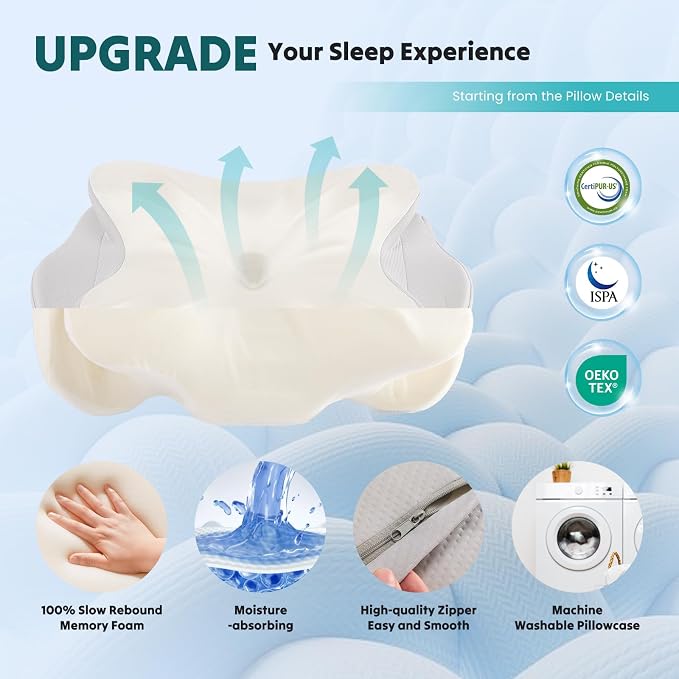 DUMOS Cervical Pillow for Neck and Shoulder, Contour Memory Foam Pillow - Image 5