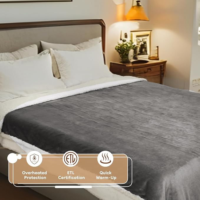 LaffyLo Electric Heated Blanket Twin Size 62 x 84, Fast Heating Blanket - Image 4