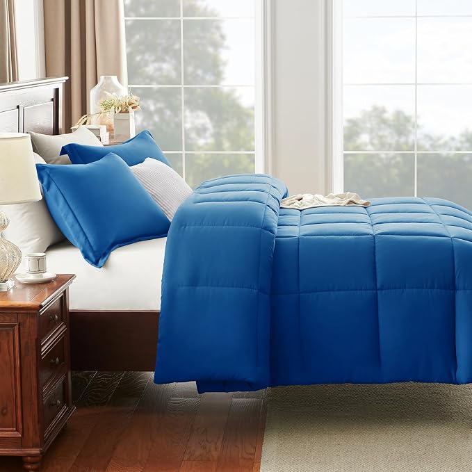 CozyLux Queen Comforter Set Classic Blue - Image 8