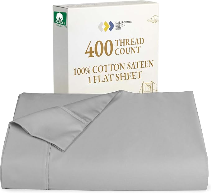 California Design Den Twin Size Flat Sheet, Soft 400 Thread Count 100% Cotton by CaliforniaDesignDen