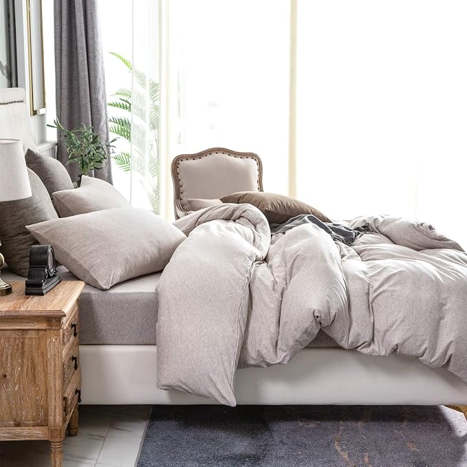 PURE ERA Jersey Knit Duvet Cover Set 100% T-Shirt Cotton Super Soft Comfy 3pc - Image 4