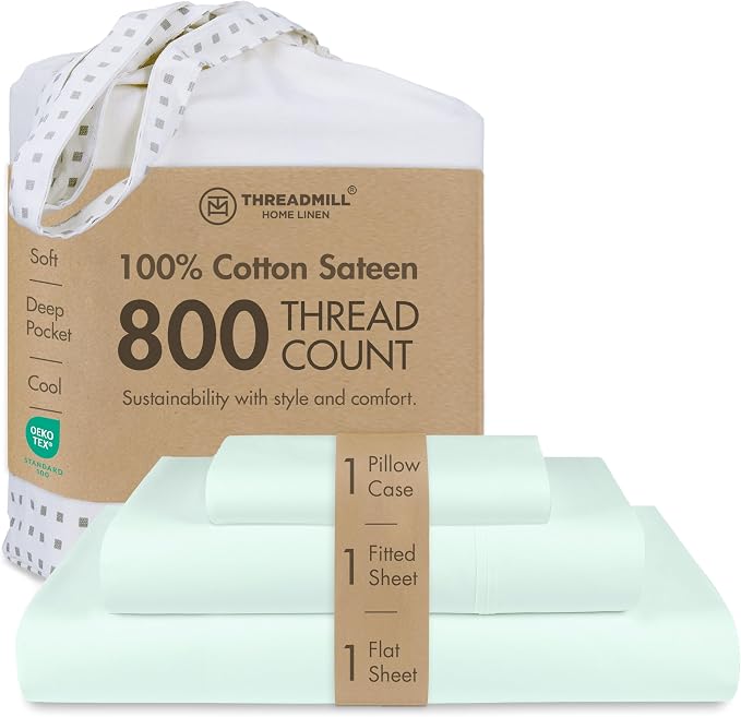 Threadmill Sheets for Twin Mattress | 800 Thread Count Twin Bed Sheets Set by ThreadmillHomeLinen
