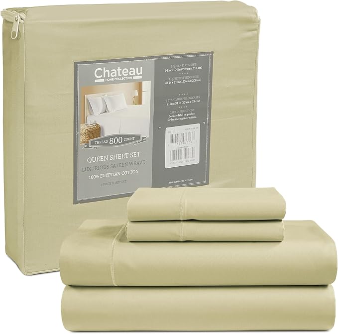 100% Cotton Sheets California King Size Sheets Set, CalKing Sheet Set, 800 by CHATEAUHOMECOLLECTION