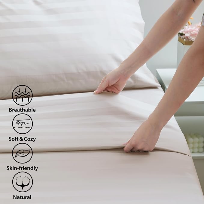 Cotton King Flat Sheet Only, 600 Thread Count 100% Egyptian Cotton Top Sheet - Image 3