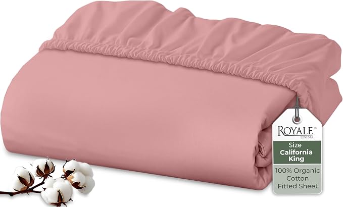 Royale Linens 100% Organic Cotton Fitted Sheet by ROYALELINENS