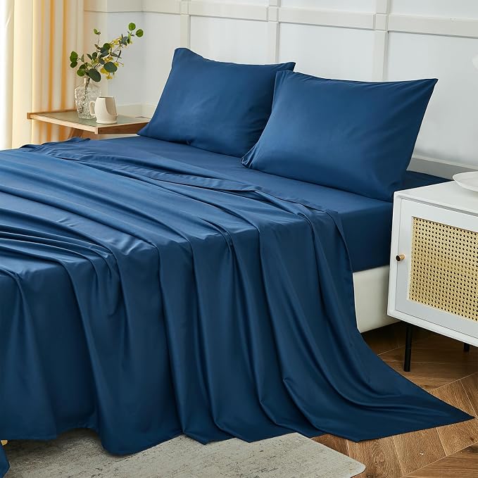 ILAVANDE Navy Queen Sheets Set 4 Piece, Hotel Luxury Super Soft 1800 Series by ILAVANDEforYourBedHome