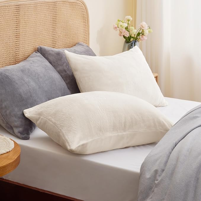 BEDELITE Flannel Pillow Cases Queen Size Set of 2, Super Soft Fleece Pillowcases - Image 2