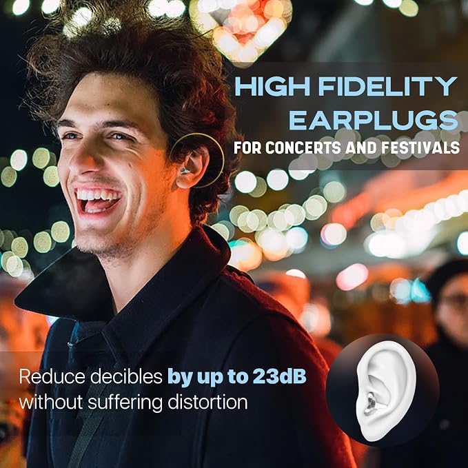 Concert Ear Plugs 2 Pairs, Noise Reduction Preserving Sound Clarity Music - Image 2