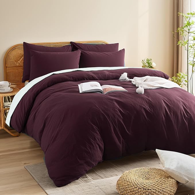 NEXHOME PRO Duvet Cover Set 100% Washed Cotton Oversized King 120"x98" Linen - Image 8