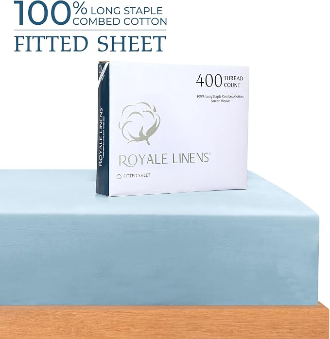 Royale Linens 400 Thread Count 100% American Grown Cotton Fitted Sheet King Size - Image 2