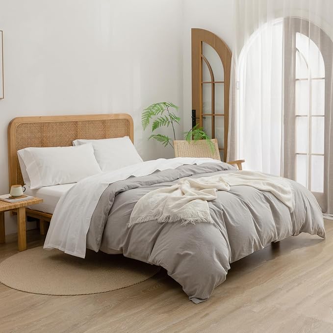 BESTOUCH Flat Sheet Only 100% Washed Cotton Linen Feel Wrinkle-Free, - Image 6
