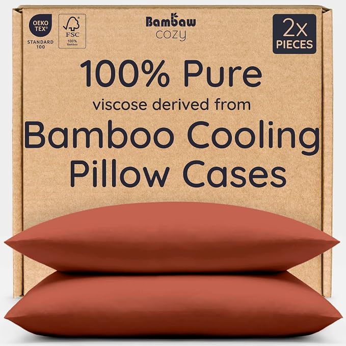 Bambaw 100% Viscose Derived from Bamboo Pillowcase Queen Size – Set of 2 Queen by Bambaw