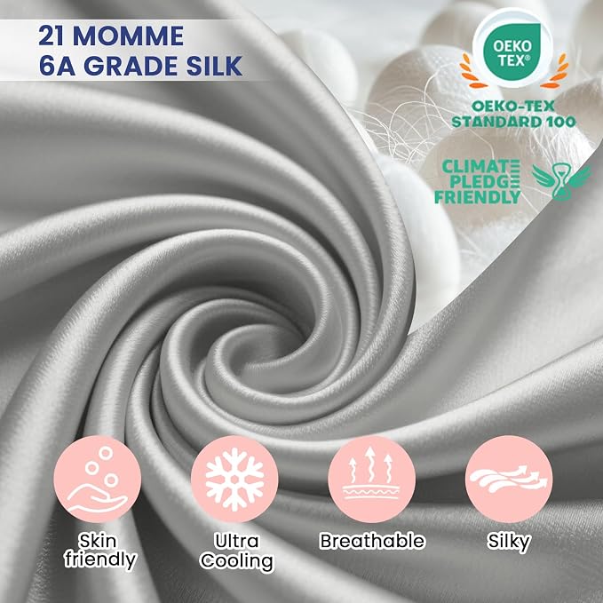 Ravmix Silk Pillow Cases with Zipper, 21momme Mulberry Silk Pillowcase - Image 5