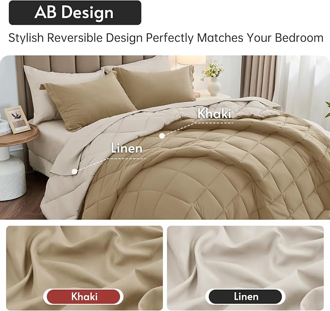 MUXHOMO 7 Pieces Full Comforter Set, Reversible Bed in a Bag Full Size - Image 3