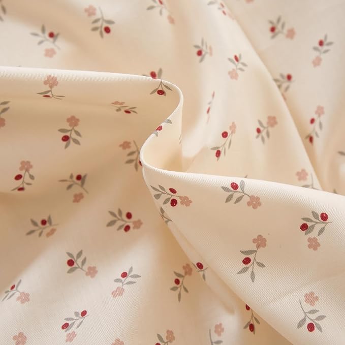 mixinni Pink Floral Duvet Cover Set Twin XL Size – 100% Cotton Ruffle Lace - Image 9