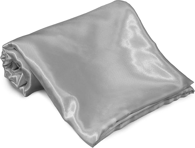 Homiest Light Grey Satin Flat Sheet King Size, Luxury & Ultra Soft Bedding - Image 2