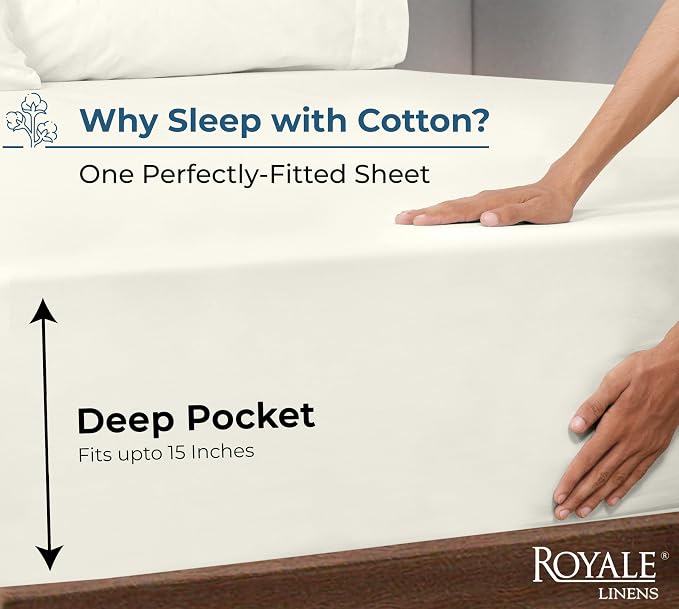 Royale Linens 100% Organic Cotton Fitted Sheet - Image 2