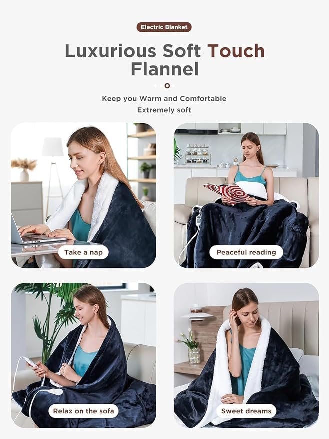 Heated Blanket, Soft Flannel Heated Throw Blanket, Fast Heating Electric Throw - Image 6