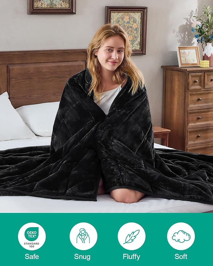 Super Fuzzy Soft Sherpa Fleece Weighted Blanket, 15 lbs Dual Sided Fluffy Heavy - Image 6