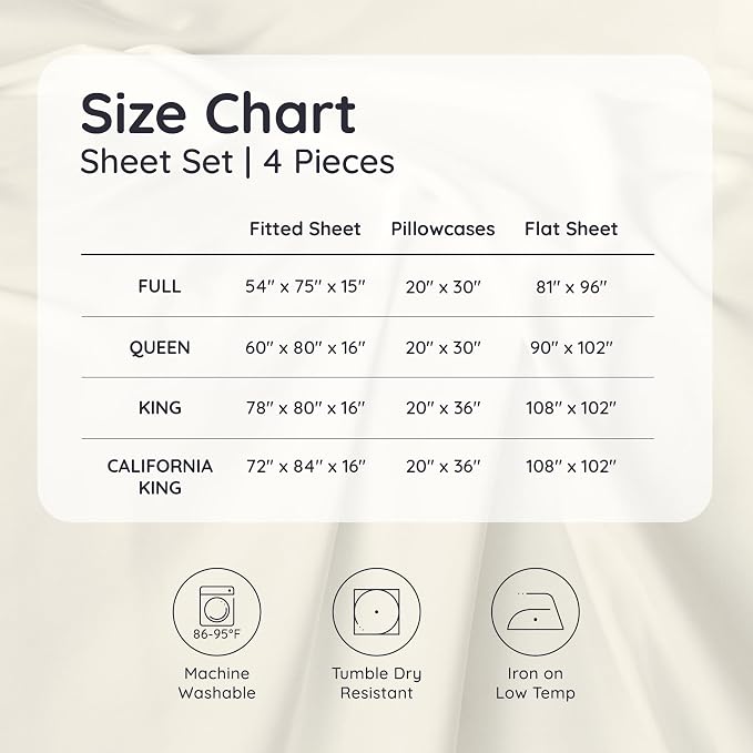 Bambaw 100% Viscose Derived from Bamboo King Size Sheets Set – 4pcs Cooling - Image 8