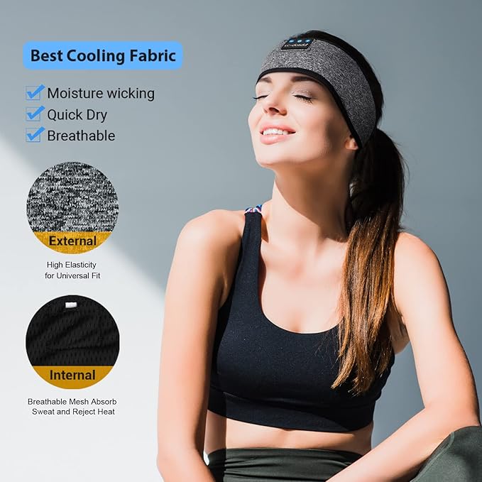 LC-dolida Sleep Headphones Headband Bluetooth 5.4, Sports Headband Earphones - Image 5