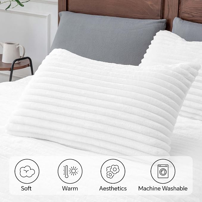 BEDELITE Fleece Oversized Queen Comforter Set -Super Soft & Warm Fluffy Bright - Image 6