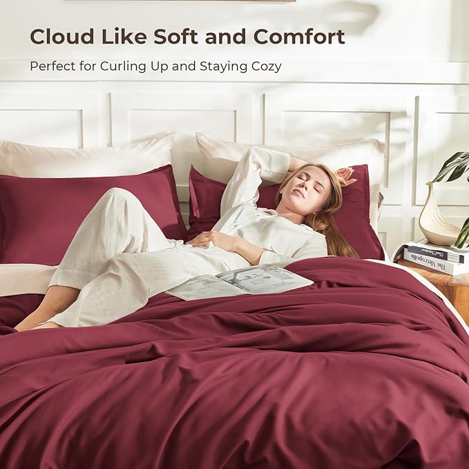 Litanika Comforters Twin XL Size Burgundy, 2 Pieces Lightweight Solid Bedding - Image 2