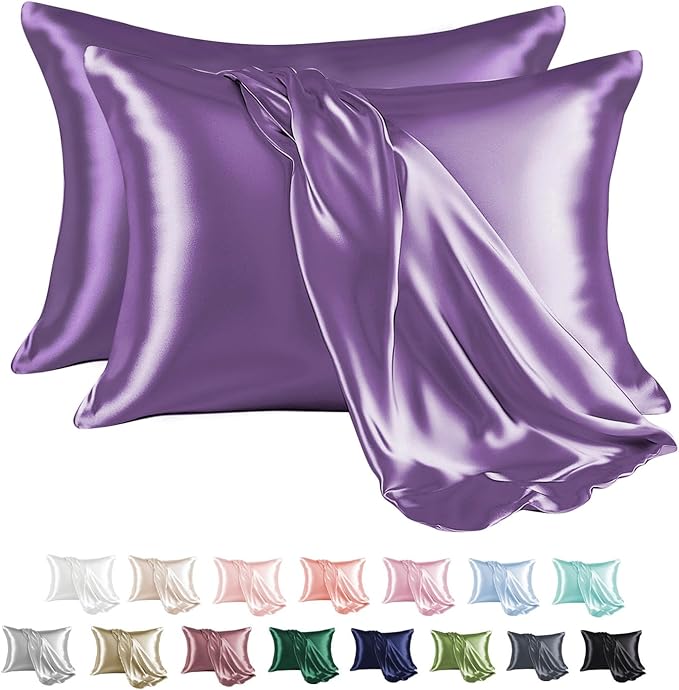 MR&HM Satin Pillowcase for Hair and Skin, Silk Satin Pillowcase 2 Pack by MRHM