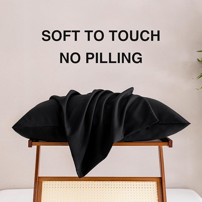 MINIPANDA Black Pillow Cases Standard Size Set of 4 - Image 5