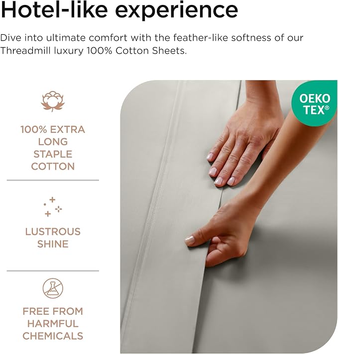 Threadmill Luxury 800 Thread Count Twin 100% Cotton Sheets - Image 5