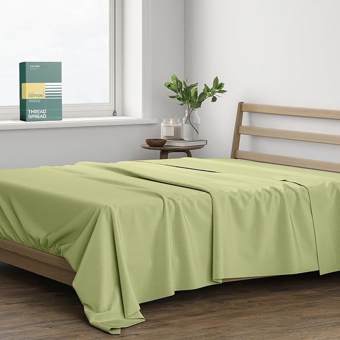 THREAD SPREAD 100% Organic Cotton Percale Flat Sheet Twin Size by THREADSPREAD