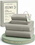 LANE LINEN 100% Organic Cotton Eco Friendly Full Size Sheet & Pillowcase Sets by LaneLinen
