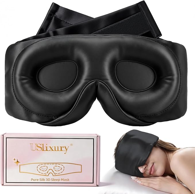 USlixury Silk Sleep Mask, 3D Contoured Sleeping Masks, 100% Mulberry Silk by USLixury