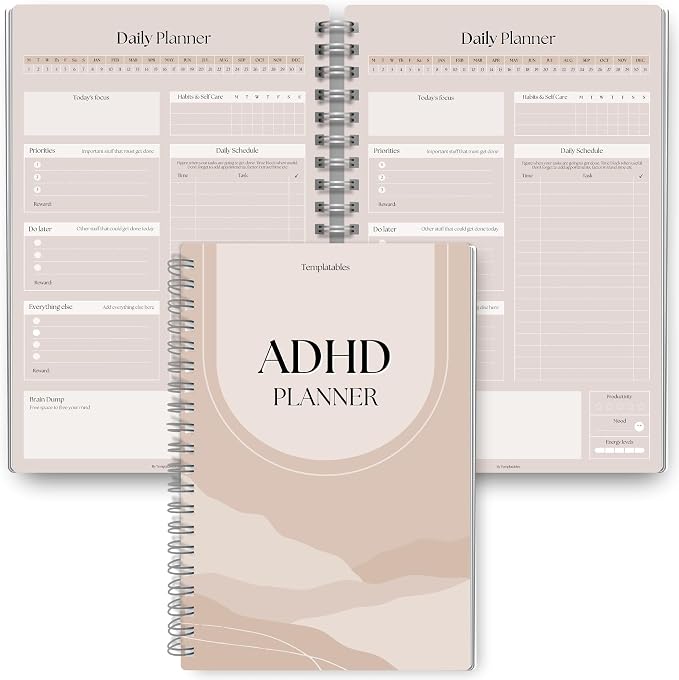 ADHD Daily Planner for Neurodivergent Adults by Templatables