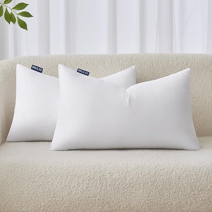 MIULEE 12x20 Inches Pillow Inserts Pack of 2, Decorative Throw Pillow Inserts by MIULEE
