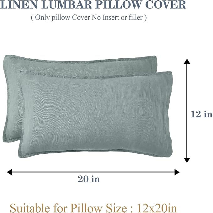 Simple&Opulence 100% Linen Lumbar Pillow Cover 12 x 20 Inches Set of 2 - Image 4