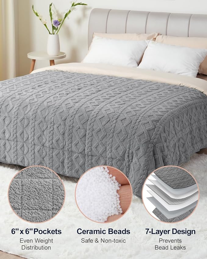 Super Fuzzy Soft Sherpa Fleece Weighted Blanket, 25 lbs Dual Sided Fluffy Heavy - Image 5