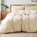 NEXHOME PRO Duvet Cover Set King Size Linen Look Textured Organic Natural 100% by NEXHOMEPRO