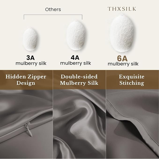 THXSILK 100% Silk Pillowcase for Hair and Skin Luxury 25 Momme Mulberry Silk - Image 2