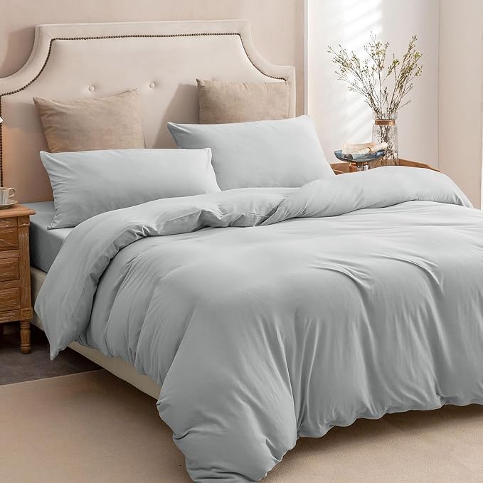 PURE ERA Jersey Knit Duvet Cover Set 100% T-Shirt Cotton Super Soft Comfy 3pc by PUREERA