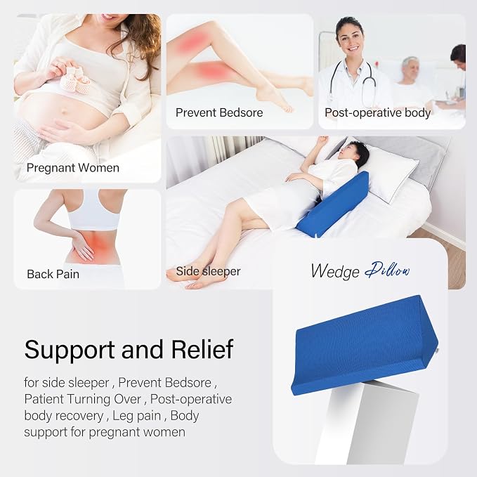 Fanwer 24in Bed Wedge Pillow for Sleeping Body Position Wedges Back Positioning - Image 4