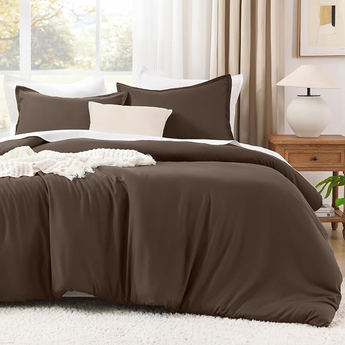 Litanika Chocolate Comforter Set Twin/Twin XL Size, 2 Pieces Solid Bedding - Image 2
