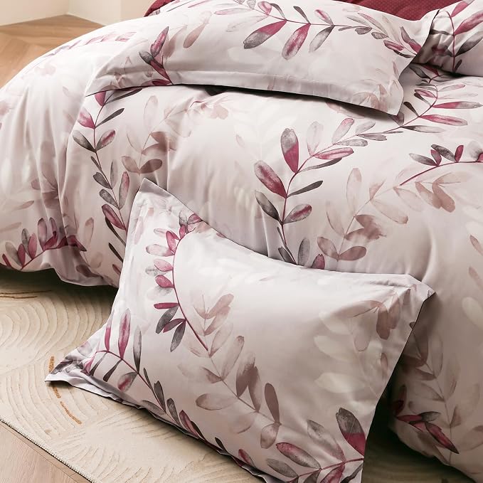 OAITE Duvet Cover King Size, Reversible Flower Pink Duvet Cover Set - Image 4